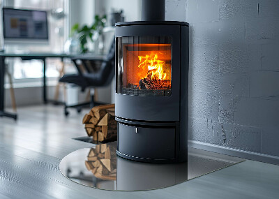 Glass fire hearth semi-oval Color Light gray
