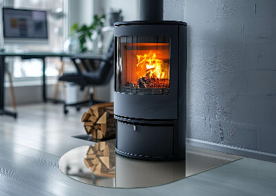 Glass hearth semi-oval Color Beige