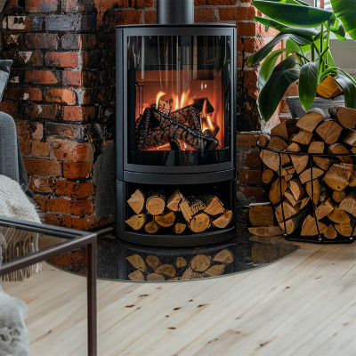 Glass hearth plate quarter Natural stone texture