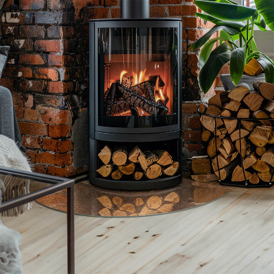 Glass hearth for log burner quarter Natural wood pattern