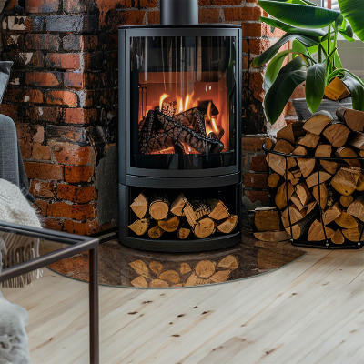 Glass hearth plate quarter Natural wood pattern