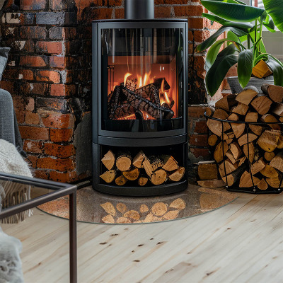 Glass hearth for log burner quarter Natural stone texture