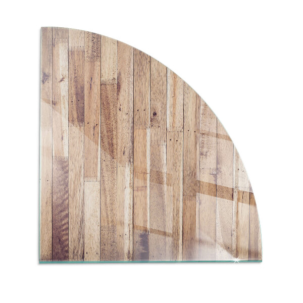 Glass hearth plate quarter Wooden board in the layout