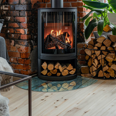 Glass hearth for log burner quarter Rustic style boards