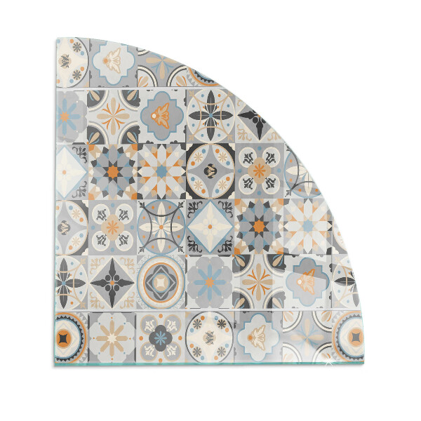 Glass hearth for log burner quarter Mosaic patterns in tiles