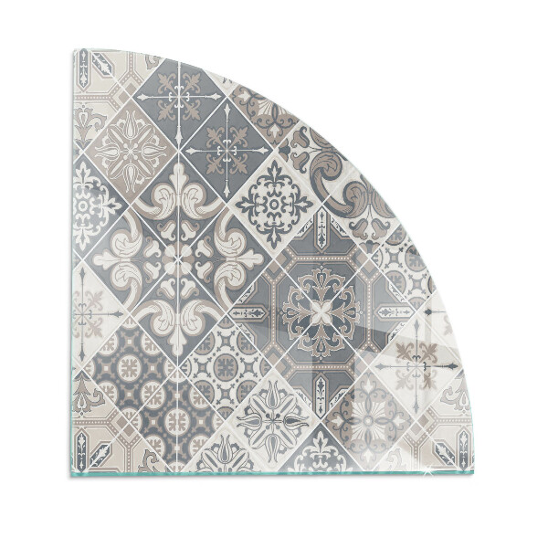 Glass hearth plate quarter Decorative mosaic pattern