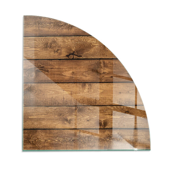 Glass hearth plate quarter Wooden board with grain
