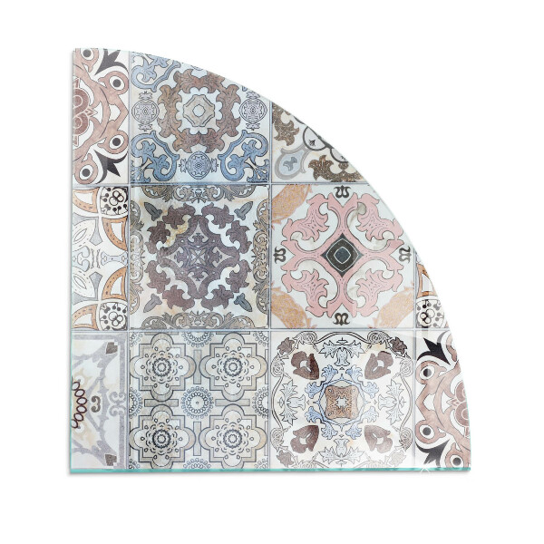 Glass hearth for log burner quarter Mosaic patterns in tiles