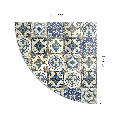 Glass hearth plate quarter Mosaic pattern with flowers