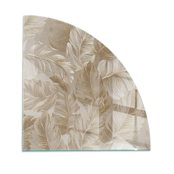 Glass hearth plate quarter Leaves in subtle patterns