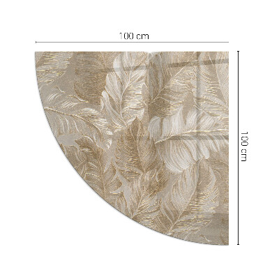 Glass hearth plate quarter Leaves in subtle patterns