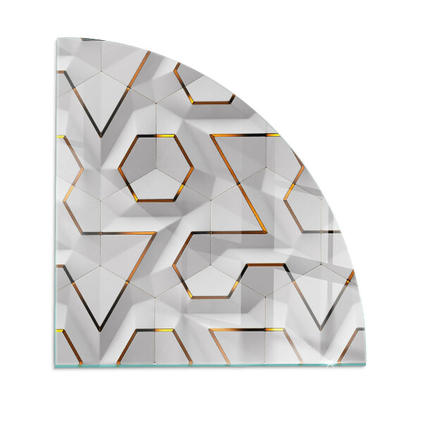 Glass hearth for log burner quarter Geometric 3D pattern
