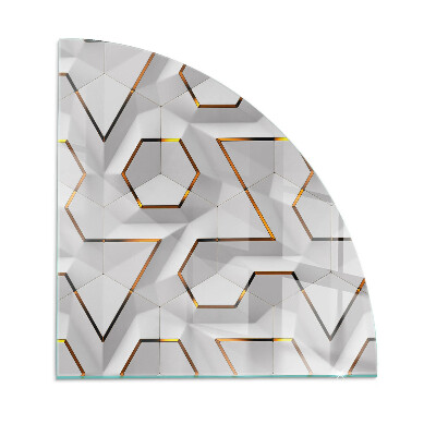 Glass hearth for log burner quarter Geometric 3D pattern