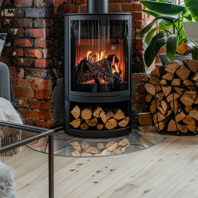 Glass hearth for log burner quarter Geometric 3D pattern