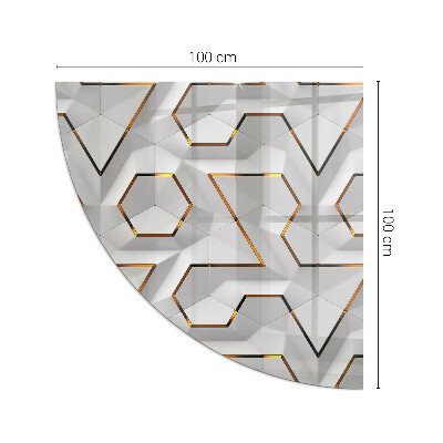 Glass hearth for log burner quarter Geometric 3D pattern