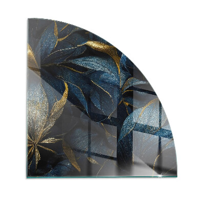Glass hearth plate quarter Elegant leaves in texture