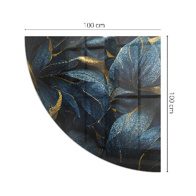 Glass hearth plate quarter Elegant leaves in texture