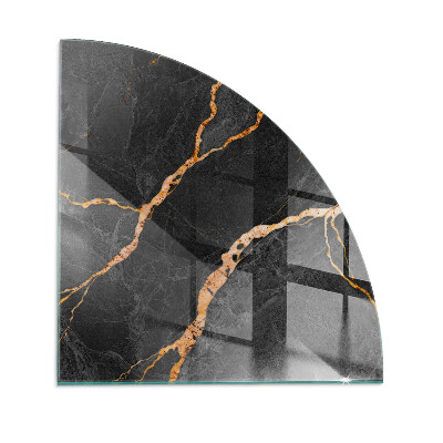 Glass hearth plate quarter Elegant marble with veins