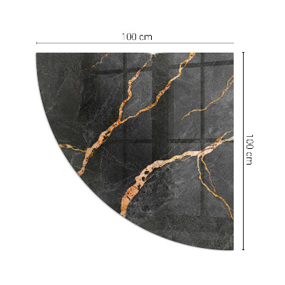 Glass hearth plate quarter Elegant marble with veins