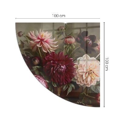 Glass hearth for log burner quarter Flower bouquet in detail