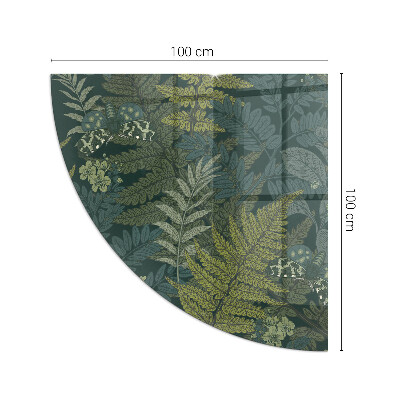 Glass hearth plate quarter Plant motifs with butterflies