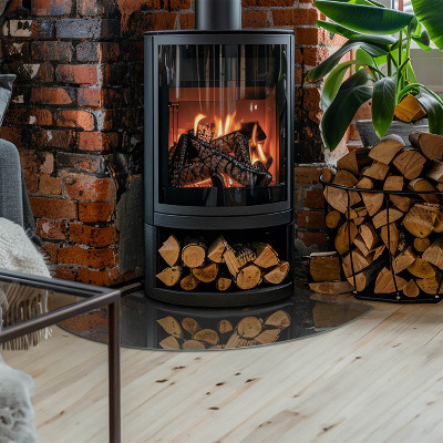 Glass hearth for log burner quarter Color Gray-brown