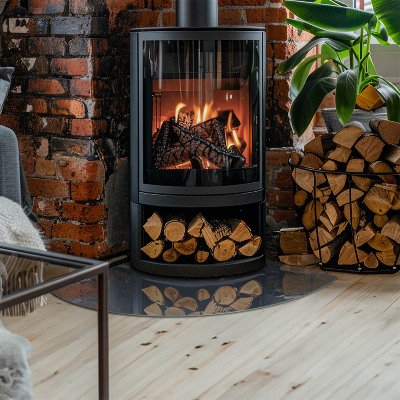 Glass hearth for log burner quarter Color Dark Blue