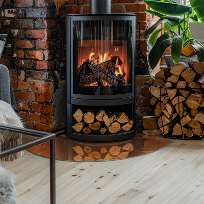 Glass hearth plate quarter Color Brown