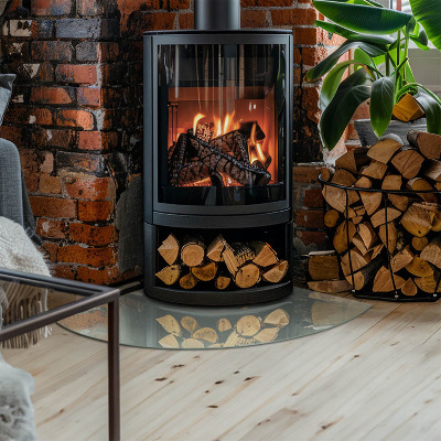 Glass hearth for log burner quarter Color Light Green