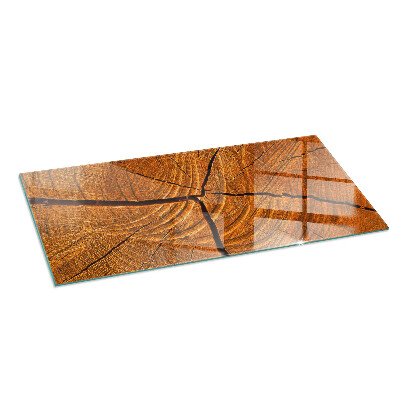 Glass hearth for wood stove rectangular Wood grain in cross section