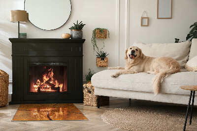 Glass hearth for wood stove rectangular Wood grain in cross section