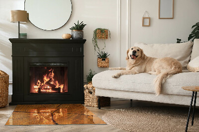 Glass hearth for wood stove rectangular Wood grain in cross section