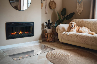 Glass hearth for wood stove rectangular Waves of delicate lines