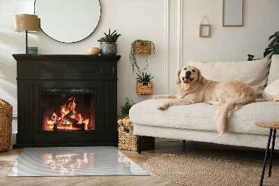 Glass hearth for wood stove rectangular Waves of delicate lines