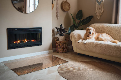 Glass hearth for wood stove rectangular Natural wood pattern