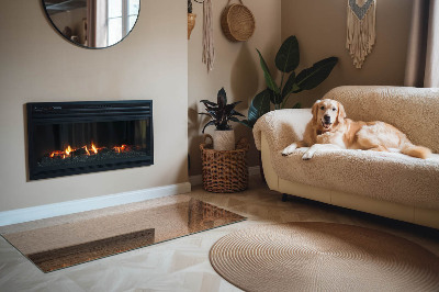 Glass hearth for wood stove rectangular Natural wood pattern