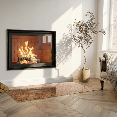 Glass hearth for wood stove rectangular Natural wood pattern