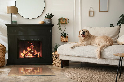 Glass hearth for wood stove rectangular Natural wood pattern