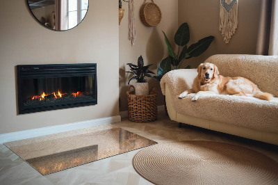 Glass hearth for wood stove rectangular Natural stone texture