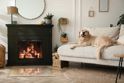 Glass hearth for wood stove rectangular Natural stone texture
