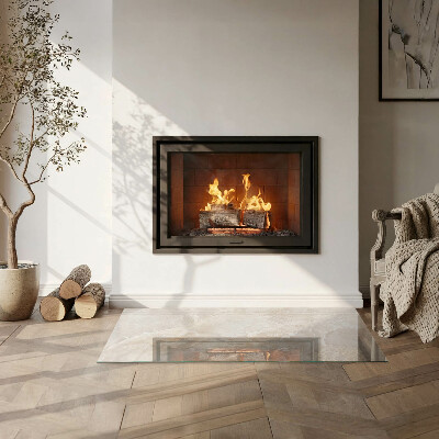 Glass hearth for wood stove rectangular Natural stone pattern