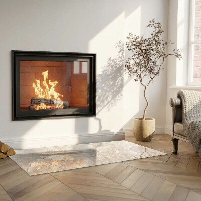 Glass hearth for wood stove rectangular Natural stone pattern