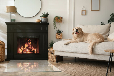 Glass hearth for wood stove rectangular Natural stone pattern