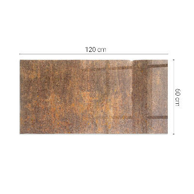 Glass hearth rectangular Rust texture on metal