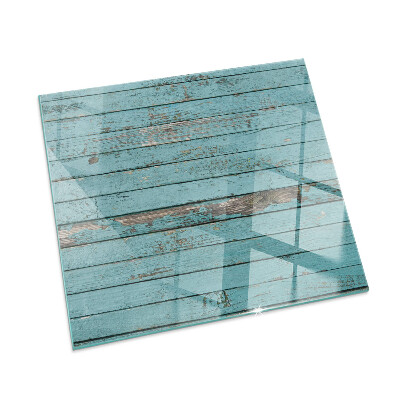 Glass hearth for wood stove rectangular Rustic style boards