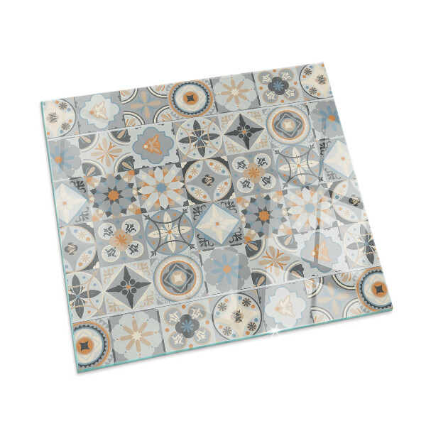 Glass hearth for wood stove rectangular Mosaic patterns in tiles