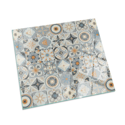 Glass hearth for wood stove rectangular Mosaic patterns in tiles
