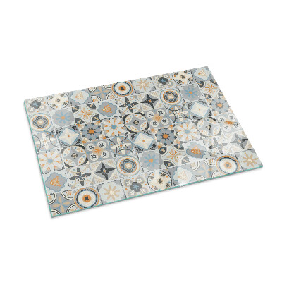 Glass hearth for wood stove rectangular Mosaic patterns in tiles