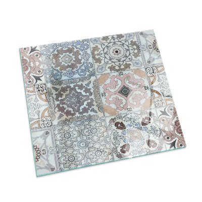 Glass hearth for wood stove rectangular Mosaic patterns in tiles