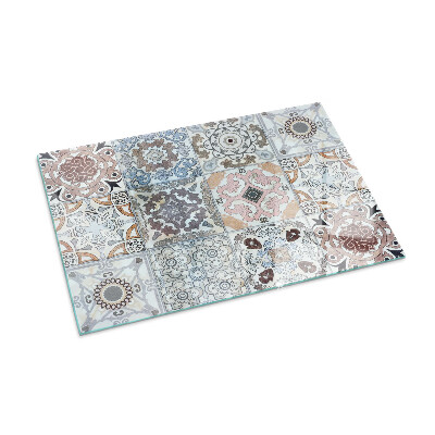 Glass hearth for wood stove rectangular Mosaic patterns in tiles